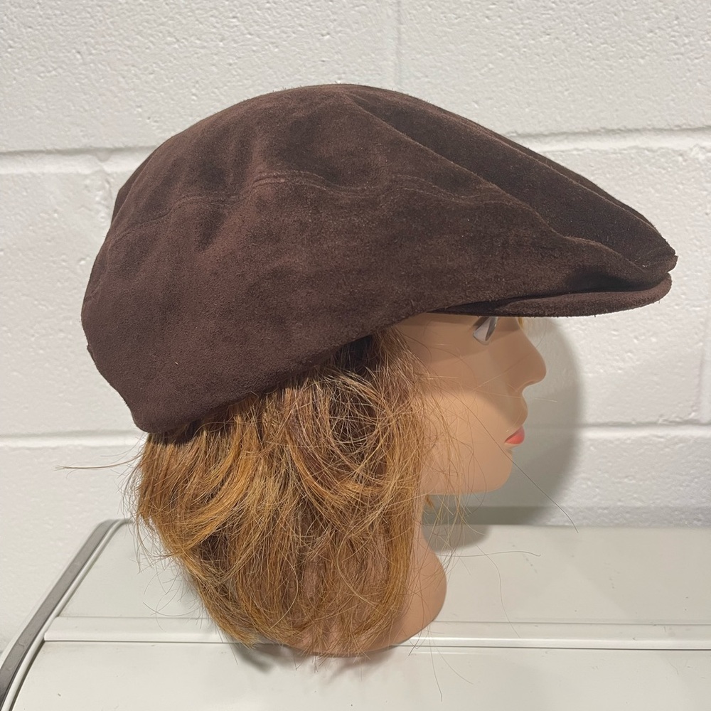 L.L. Bean Brown cow suede Leather cap hat XL